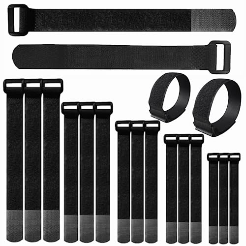 15-70cm Reusable Cable Ties, 25 Pcs Adjustable Hook and Loop Cable Straps for PC Cable TV Cords Management