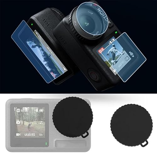 Osmo Action 5 Pro/Action 4 対応 3枚 保護フィルム/ガラスフィルム +レンズ保護カバー セット,硬度9H 耐衝撃 気泡防止 高透過率 貼付け簡単 耐衝撃 防油汚れ