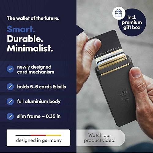 TRAVANDO SLYDE Aluminum Card Holder - RFID Blocking Slim Wallet for Men with Money Clip – Holds Up to 6 Cards – RFID Protected Credit Card Mens Wallet (Black)2