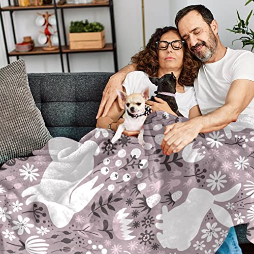 Couvre-lit confort moelleux pour lit enfant lapin et fleurs