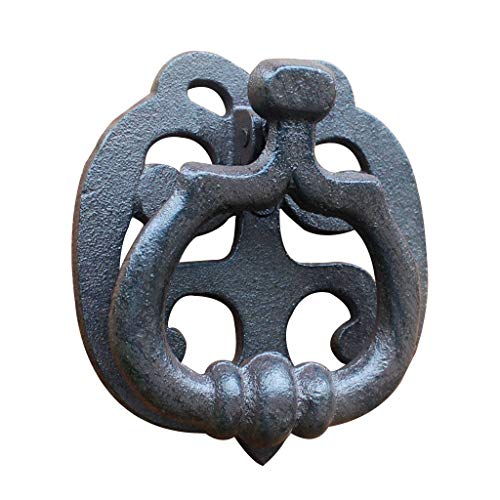 Aldaba De Puerta De Anillo De Hierro Antiguo (Recubierto De Polvo Negro)-Negro-12.5x11.5cm(5x5Pulgadas) Cover