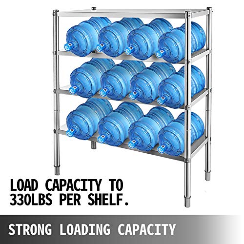 Happybuy Stainless Steel Shelving 47X18.5X60 Inch 4 Tier Stainless Steel Shelving Unit Shelving Units And Storage Heavy Duty Shelf For Kitchen Commercial Office Garage Storage 330Lb Per Shelf #TOP4