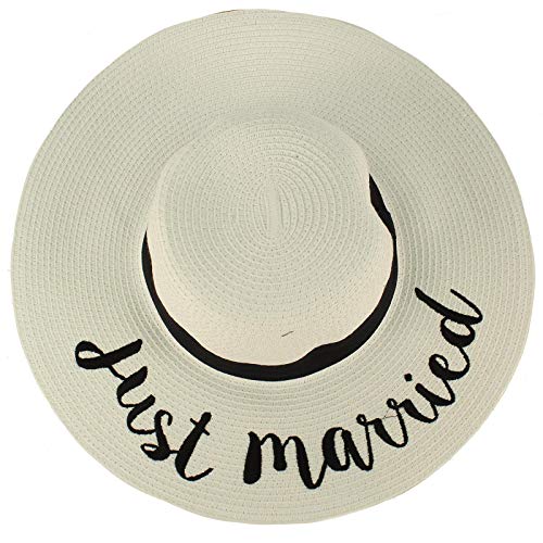 C.C Fun Verbiage Elegant Wide Brim 4 Summer Derby Beach Pool Floppy Dress Sun Hat White (JM)