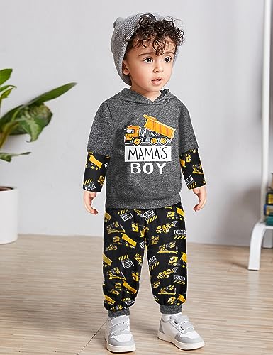 Image of MIGU Toddler Boy Clothes Dinosaur Clothes For Boys Hoodie Sweatsuit + Dinosaur Pants 2PCS Boys Outfits Set