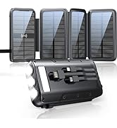 Solar Charger, Power-Bank, Portable Charger,43800mAh QC3.0 Fast Charging Qi 10W Wireless Charger ...