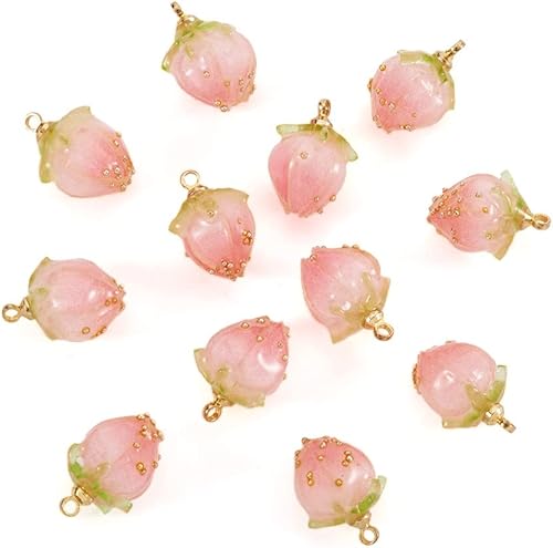 Miniatura 2 de 20 dijes colgantes de flores de resina, coral natural, flores reales, cuentas sueltas espaciadoras con microcuentas de vidrio para manualidades,