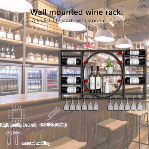 Soporte de Vino de Pared de Hierro 39.4x4.3x20.5 in miniatura 2