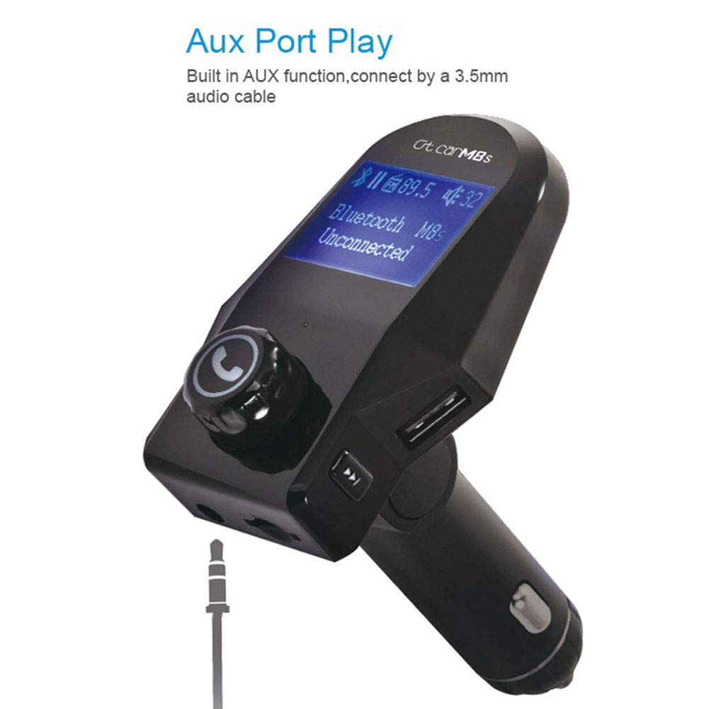 Bluetooth FM Transmitter for Car, Wireless Bluetooth in-Car Radio Adapter Car Kit with Handsfree Calling 2 USB Ports 1.44