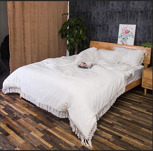 Ivory Pillow Covers Cases Off White Shams with Tassels Boho King Size 20x36 Inch 2 Pieces Pure Cotton Solid - Image 8