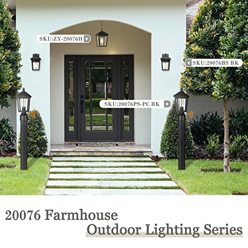 Image of zeyu 2 Pack Dusk to Dawn Outdoor Post Lights, Industrial Pole Light for House Courtyard, Die-Cast Aluminum with Clear Glass, Black Finish, 20076PS-PC-2PK BK