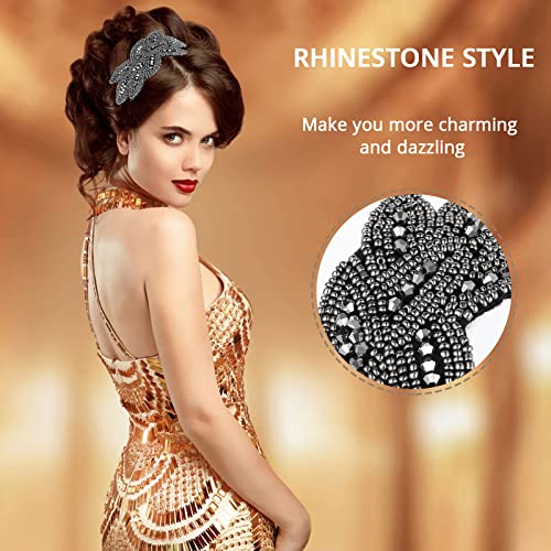 Wllhyf 1920S Headbands For Women Christmas Black Crystal Hairband Rhinestone Flapper Headpiece 20S Vintage Hair Valentines Accessory For Girls Costume Party (Grey) #TOP3