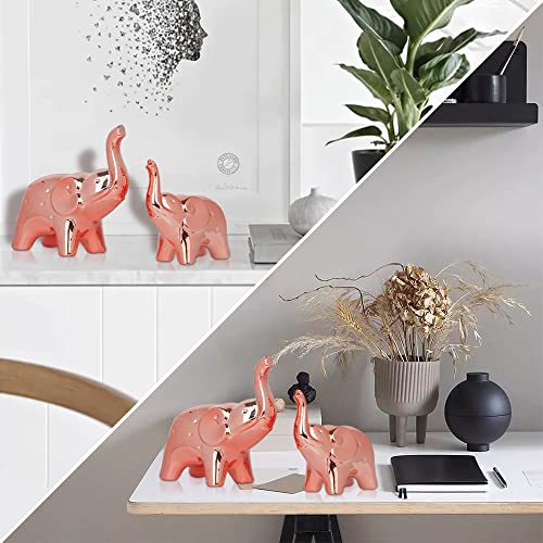 Prosfalt A Pair Elephant Statue Home Decor,Modern Style Figurines,Sculpture For ​Office Desktop Bookshelf Living Room (Ceramics Rose Gold) #TOP4