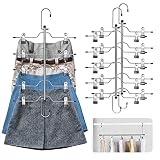 CINKSY Pants Skirt Hangers Space Saving 5 Tier Metal Skirt Hanger with Adjustable Clips Pants Trouse