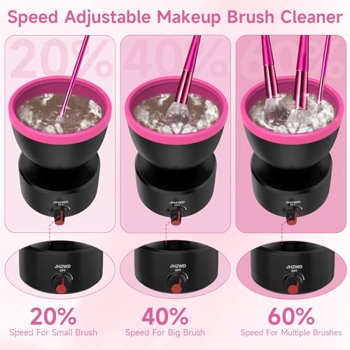 Adjustable Speed Makeup Brush Cleaner Machine, Electric Makeup Sponge Cleaner, Automatic Cosmetic Silicone Cleaning Bowl with Brush Holder Lid- Liquid Foundation, Contour, Eyeshadow, Blush Brush - Image 4