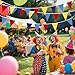 Red Blue Yellow Pennant Banner Garland Bunting Decorations for Circus Clown Carnival Birthday Wedding Outdoor Hanging Festivals 33Feet 32 Flags