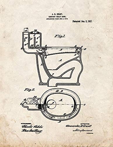 Sanitary Toilet-bowl Patent Print Old Look (8.5