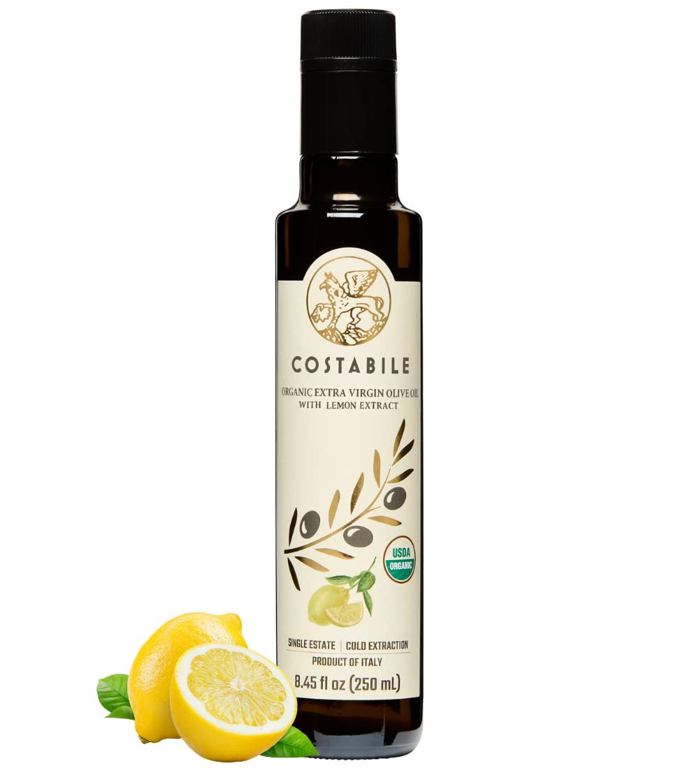 Lemon and Garlic Infused Olive Oil Set - Perfect Combo for Salad Dressing, Bread Dipping and Finishing - COSTABILE