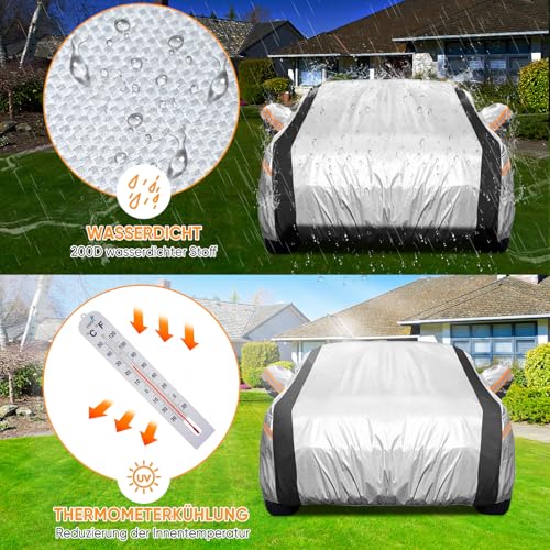 NEVERLAND Auto Abdeckung Outdoor Winter SUV - Auto Abdeckplane SUV Autogarage Schutz vor Regen & Staub Auto Schutzhülle Reflexionsdesign Oxford Cloth 2000PA XL 510x200x180CM