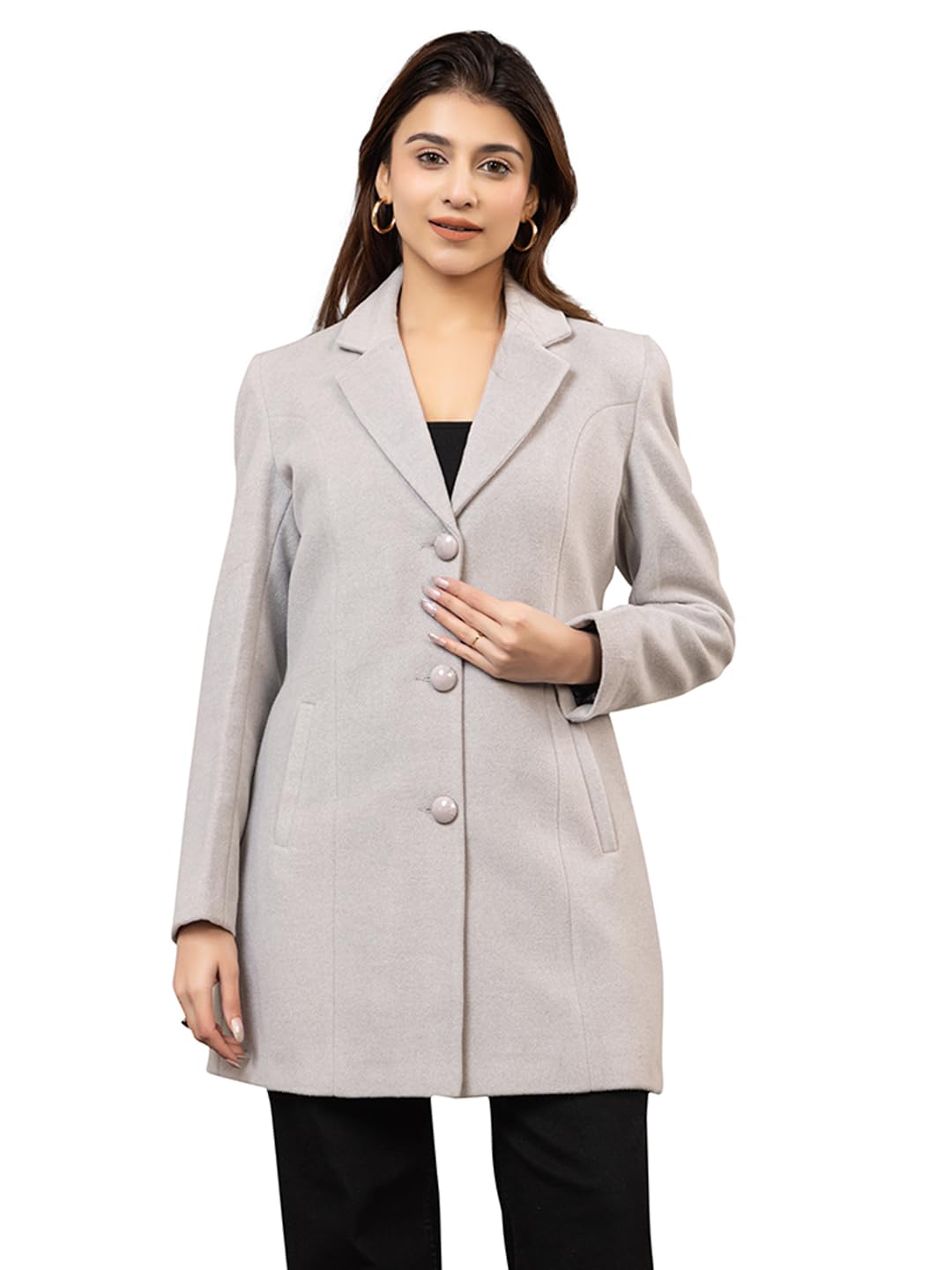 twenty me Winter Wear Casual Wear Acrylic Blend Soft & Warm Full Sleeve Solid Womens Long Coat (4354) (4354)-picture-11