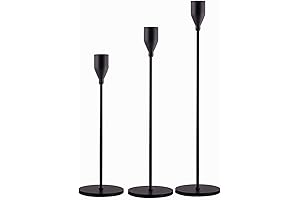 SUJUN Matte Black Taper Candle Holders Set of 3