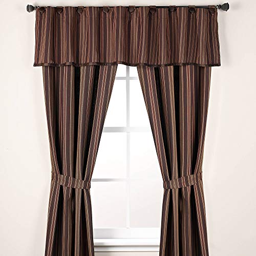 Hiend Accents Wilderness Ridge Lodge Striped Tab-Top Window Curtain Valance (Chocolate, Tan, Burgundy & Olive) #TOP2