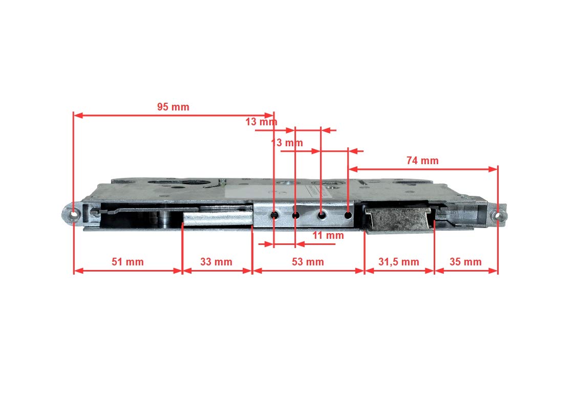GU Secury Automatic Reparatur Schlosskasten Hauptschloss 6-30880-DD-0-1 oder auch K-20044-HO-0-1, Dornmaß: 55mm (52,5mm) / Entfernung: 72mm, incl. SN-TEC® Montagematerial & SN-TEC® Montageanleitung