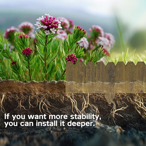 Wood Garden Edging, Wooden Fence Border Decorative Small Picket Panels for Flower Bed Barriers and Landscape Fencing (5.9\" H x 47\" L, 1 Pack)