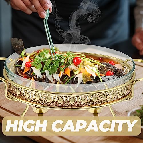 Doitool Buffet Food Tray Stainless Steel Chafing Buffet Dish Oval Chafer Full Size Food Warmer Heating Pan Large Capacity Serving Tray With Lid For Home Restaurant Canteen Warm Buffet Server #TOP1