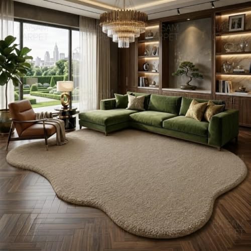 Image of Modern Shape Shaggy Rug | Super Soft Microfiber Area Carpet for Living Room, Bedroom Designer Cloud Shape Size 2x6 Feet.