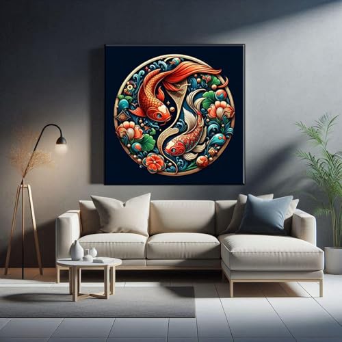 Art zen contre le stress : tableau carpes koï pour mur de bureau - 2