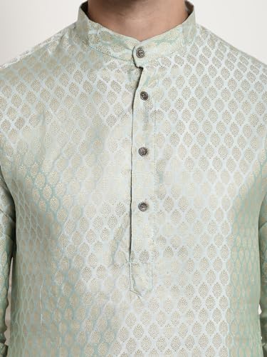 Image of SOJANYA (Since 1958 Men's Jacquard Silk Kurta and Pyjama with Nehru Jacket