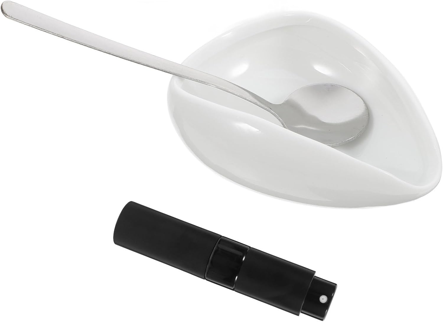 MAGICLULU 3 Pcs Ceramic Coffee Scoop Dosing Cup Set with Silver Spoon Three-piece Design for Coffee and Tea Preparations Easy to Clean Tea Vessel