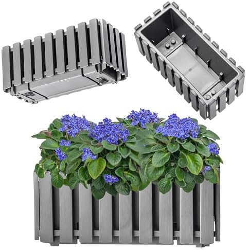 KADAX Blumenkasten, Balkontopf in 2 Größen, Blumentopf in LattenOptik