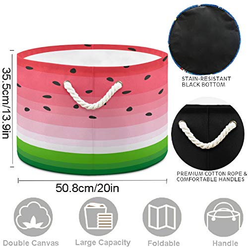 Image of visesunny Collapsible Large Capacity Basket Watermelon Slice Clothes Toy Storage Hamper with Durable Cotton Handles Home Organizer Solution for Bathroom, Bedroom, Nursery, Laundry,Closet
