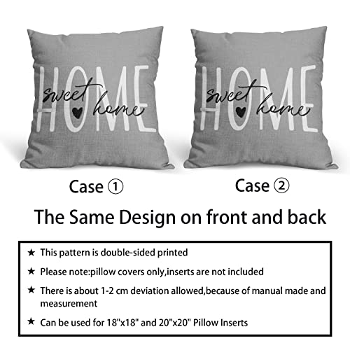 Home Sweet Home Pillow Cover 18X18 Set Of 2 Black White Gray Outdoor Throw Pillows Farmhouse Decorative Pillowcase Linen Square Cushion Covers Decor For Home Couch Sofa Bed Patio Housewarming Gift #TOP5