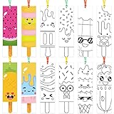 75Pcs Ice Cream Color Your Own Bookmarks for Kids Summer Ice Cream Theme DIY Coloring Blank Bookmark Classroom Art Craft Supplies for Teachers Students Birthday Gift Party Reward Goodie Fillers