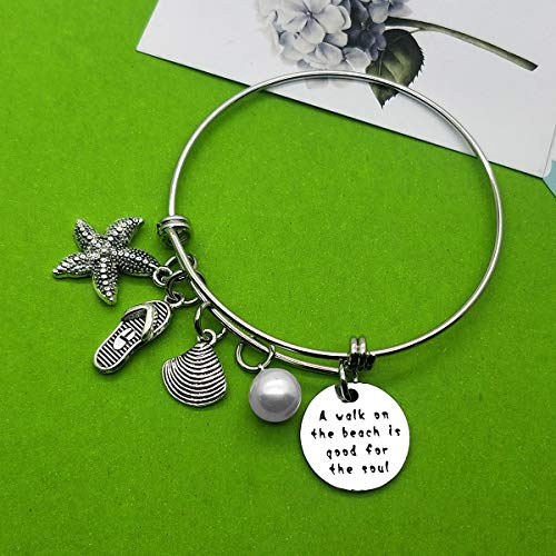 Beach Lover Gift Bracelet Beach Jewelry Beach Themed Gifts Summer Beach Jewelry Bracelet Beach Themed Bangle Jewelry Gift Birthday Christmas Graduation Gift For Girls Women Wife Sisters - Image 5
