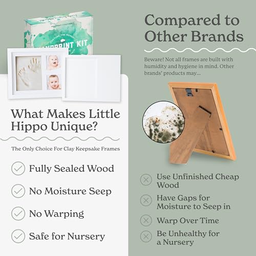 image for Little Hippo Baby Footprint Kit & Keepsake | Baby Handprint Kit | Baby
