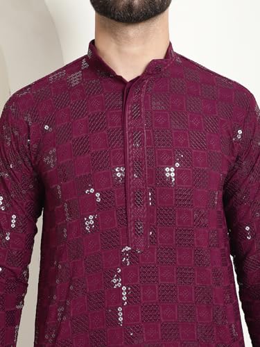 Image of SOJANYA (Since 1958 Men's Cotton Embroidered Sequinned Long Kurta