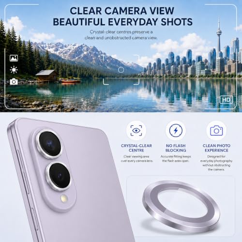 Image of ArmourPro Camera Lens Protector for Samsung Galaxy Z Fold 8 with Auto Alignment Installation Frame, AR+AF Coated Tempered Glass Camera Rings, Anti-Scratch, Case Friendly | Purple