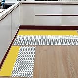 Queener Home Grey White Arrow Chevron Stripes Kitchen Rugs and Mats Set of 2, Washable Floor Doormat