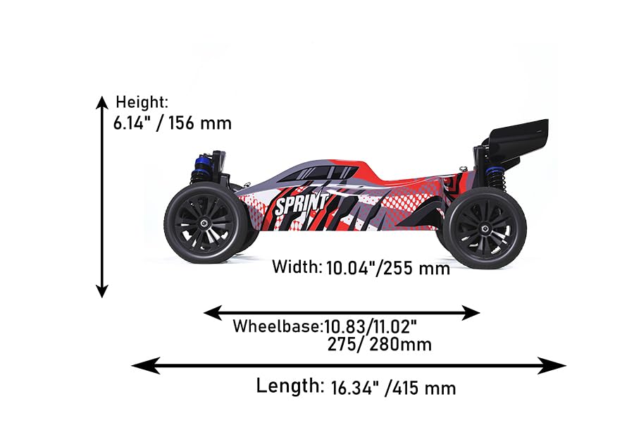Generico SPRINT Buggy RC Off-Road 1/10 4WD Elettrico Brushed Alta Velocità RTR – 2.4G #RH1067
