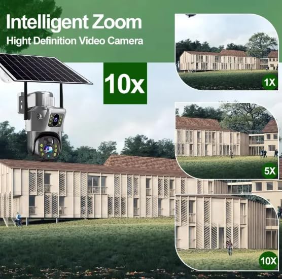 Image of DDLC Dual Lens Solar Powered 4G PTZ Security Camera - 360 Pan-Tilt View, AI Human Tracking, Color Night Vision, Two-Way Audio, and Expandable SD Storage up to 128GB (Dual Lens Solar Penal)