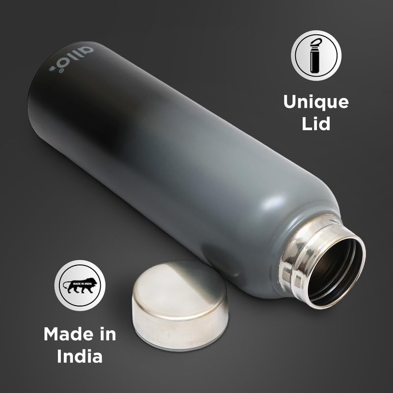 Image of Allo Stainless Steel Water Bottle For Adults, Kids 1 Litre Water Bottles For School, Office, Sports, Gym 1L Water Bottle For Men And Women, Pack Of 2| Leak Proof, Bpa Free, Light Blue & Dark Grey