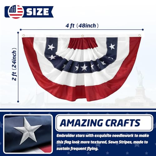 2×4-Ft-American-Pleated-Fan-Flag-USA-Bunting-4th-of-July-Flags-Decor-Outside-Porch-Garden-Banner-Embroidered-Patriotic-Stars-Sewn-Stripes-Canvas-Header-Brass-Grommets 2×4 Ft American Pleated Fan Flag USA Bunting 4th of July Flags Decor Outside Porch Garden Banner Embroidered Patriotic Stars Sewn Stripes Canvas Header Brass Grommets