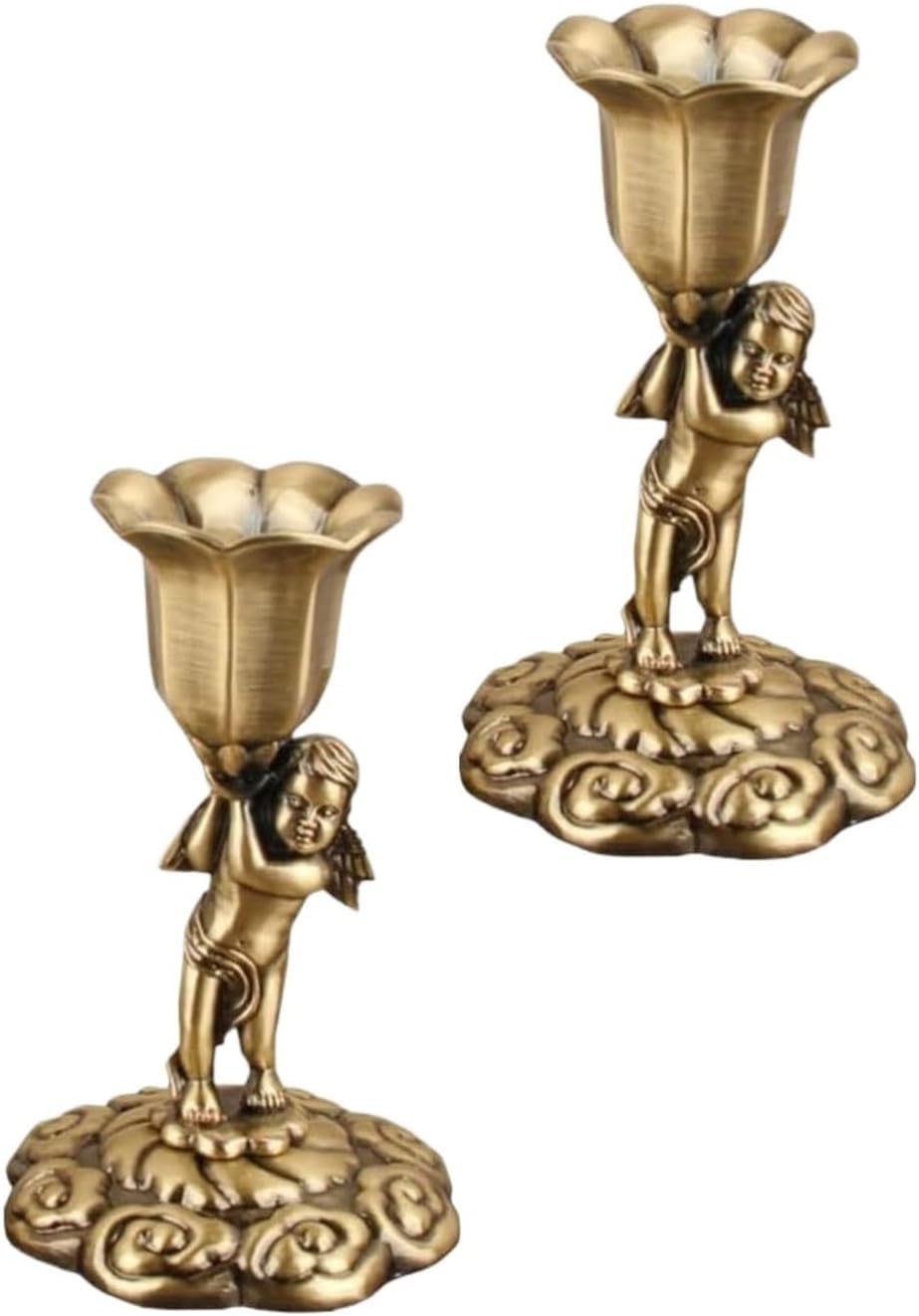 Bougeoirs vintage anges en métal lot idéal pour cadeau de mariage et fêtes