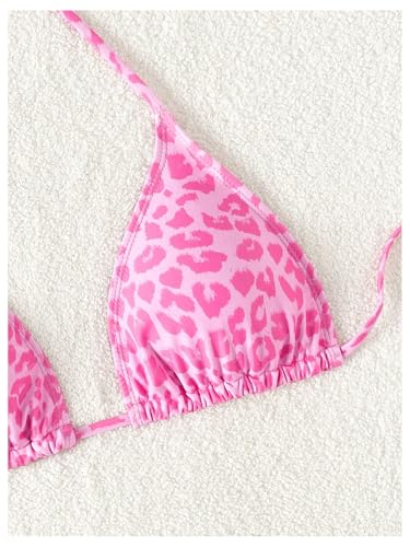 WDIRARA Women's Y2k Leopard Graphic Triangle Bikini Top Micro Halter Swimsuit Tops3