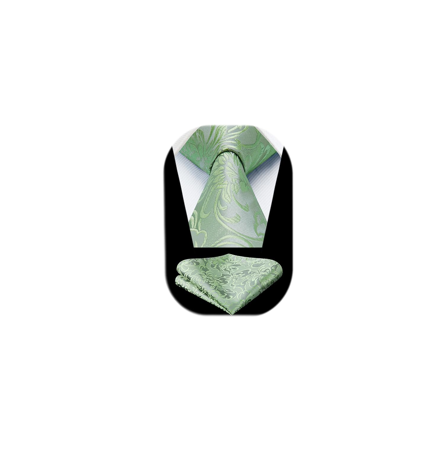 HISDERN Ties for Men Paisley Floral Tie Handkerchief Classic Woven Business Formal Necktie and Pocket Square Set Wedding