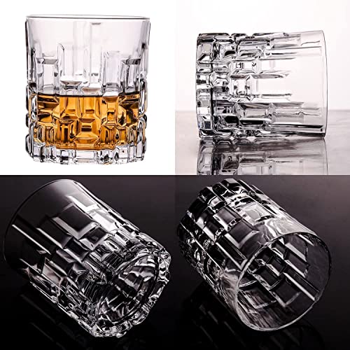 Image of Heavy Base Crystal Rocks Glass - Set of 4 Pcs, 300ml Ideal for Whisky, Bourbon, and Cocktail Serving (4, Stone)
