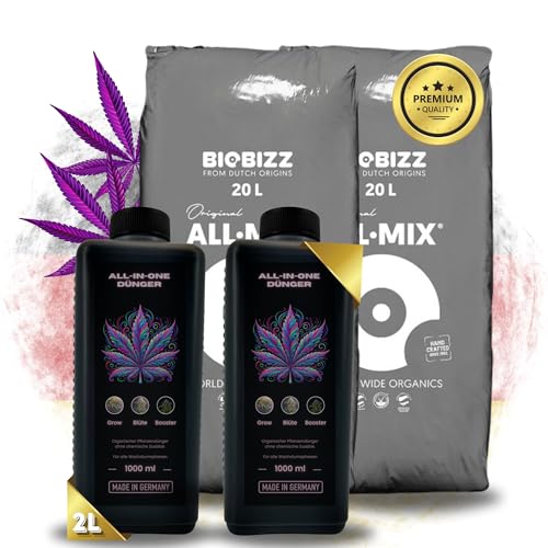 TronicXL 2 abonos todo en uno para BioBizz + 2 sacos All Mix Grow Tierra para cultivo y floración Allmix Juego completo de cultivo Try Pack